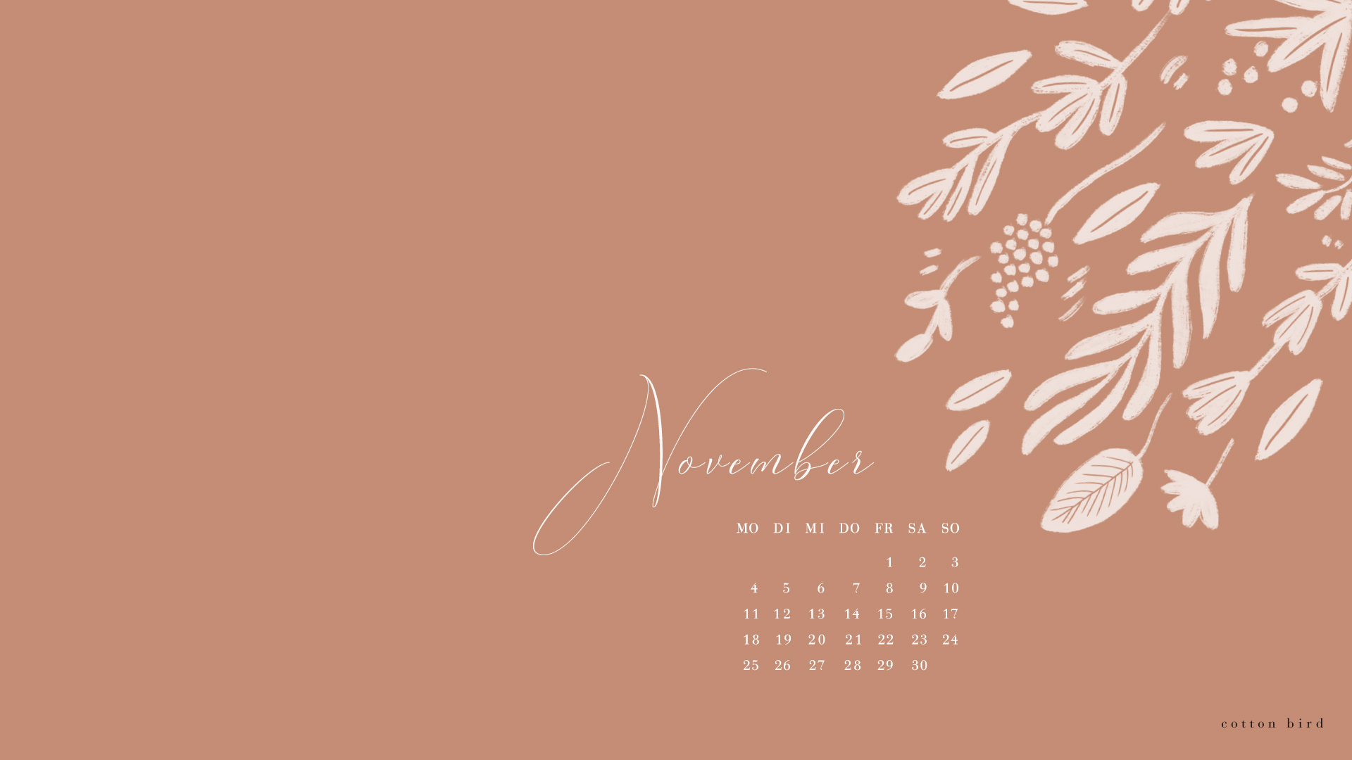 Wallpaper november cotton bird